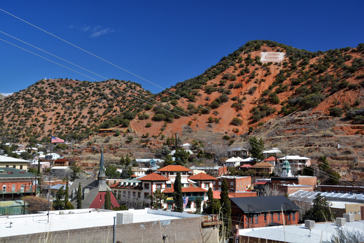 overlooking town on hill